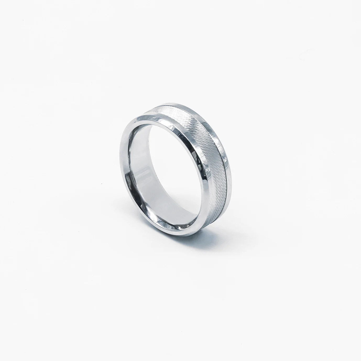 White Gold Inlay with Cobalt Edges Gold Ring