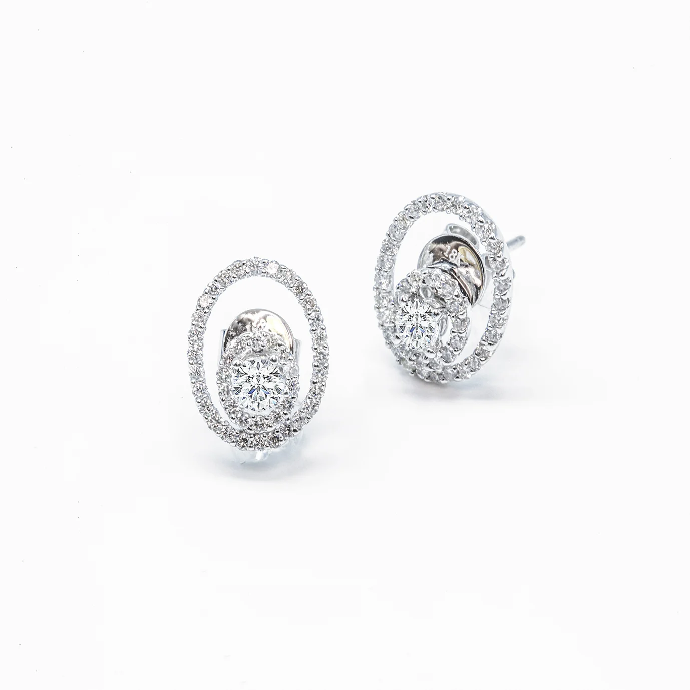 Round Brilliant Moonphase Diamond Studs