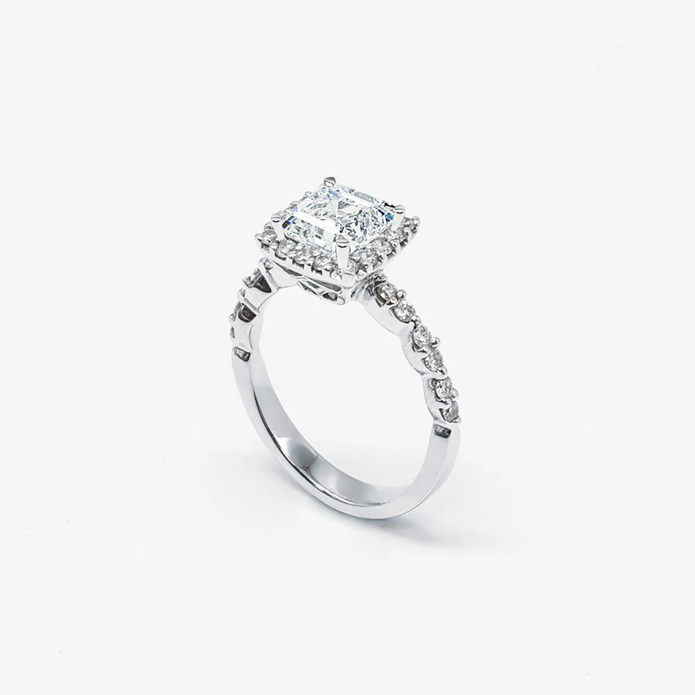Square Halo with Marquise Shaped Sidestones Natural Diamond Ring (Setting Only)
