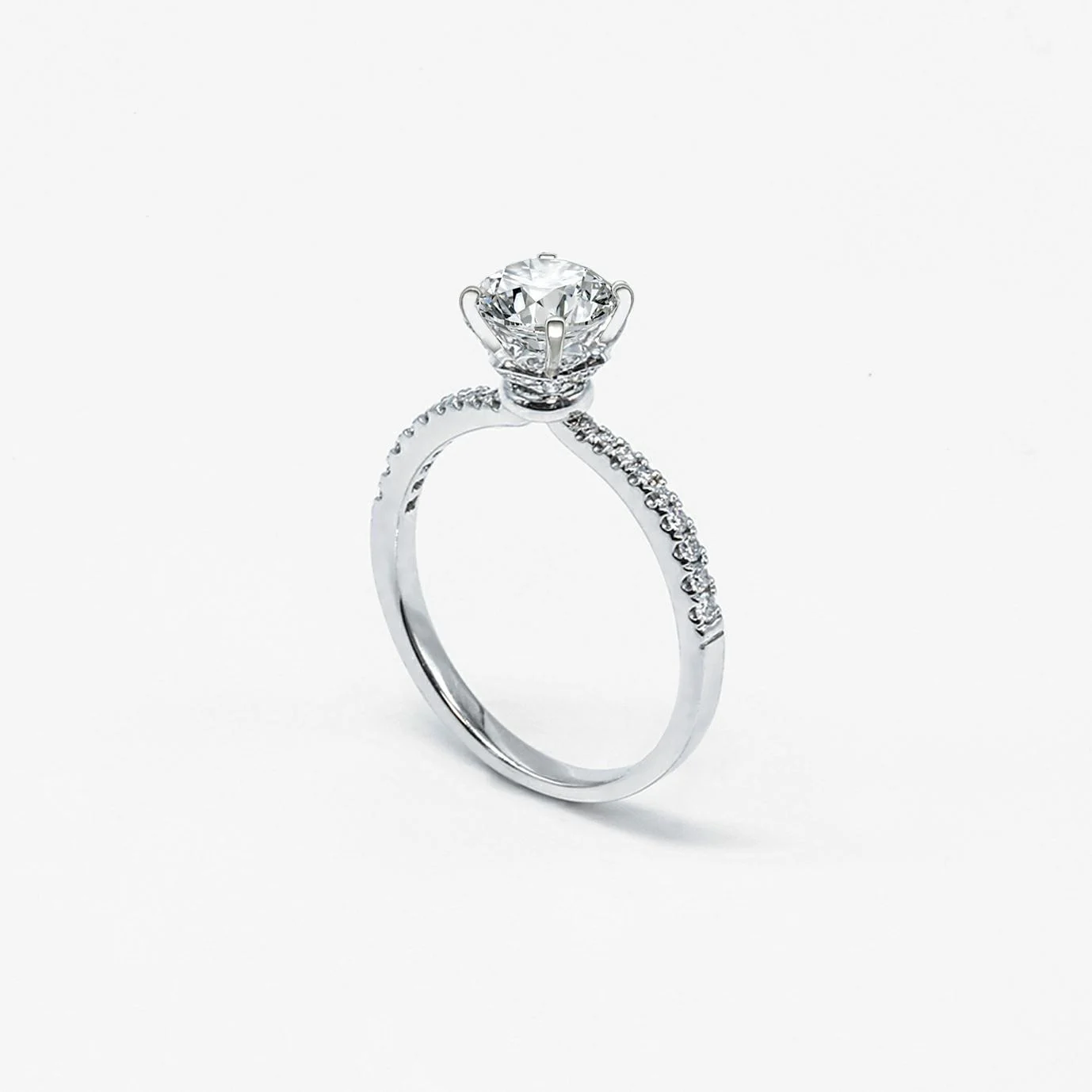 4 Prong Micro Pavé Tulip Natural Diamond Ring (Setting Only)