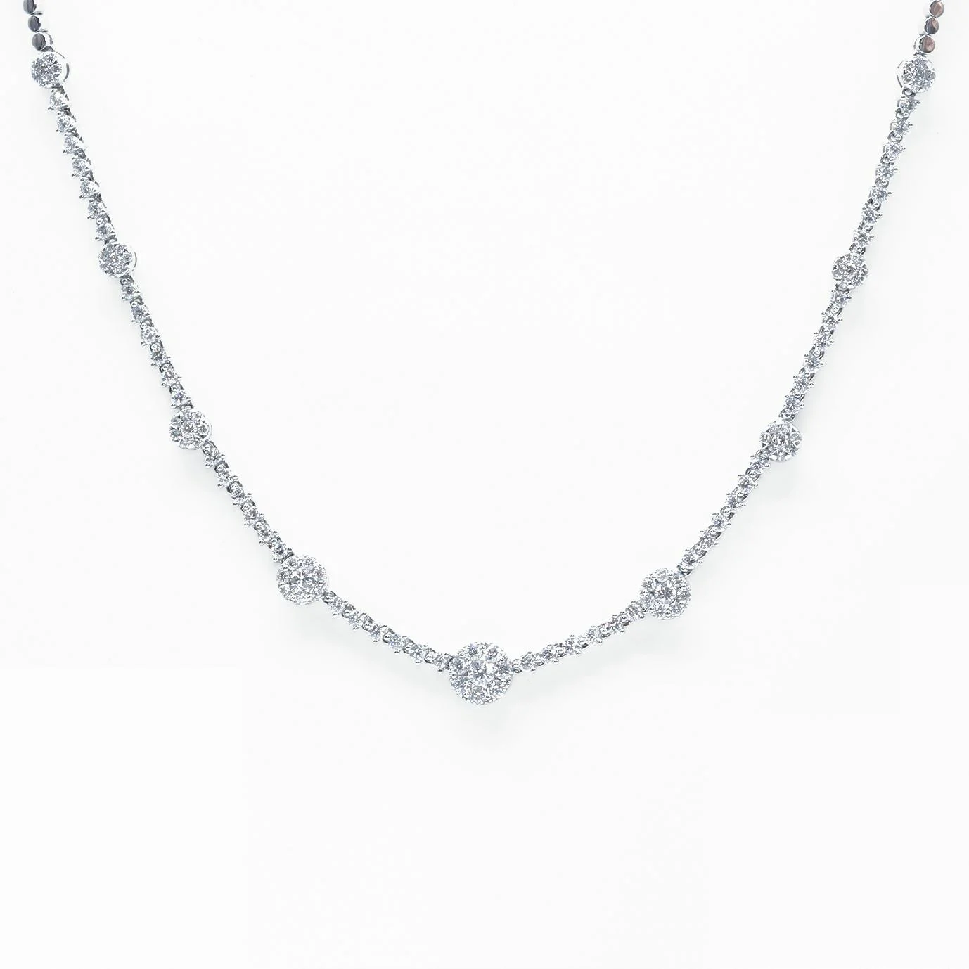 Ascending Cluster Diamond Necklace