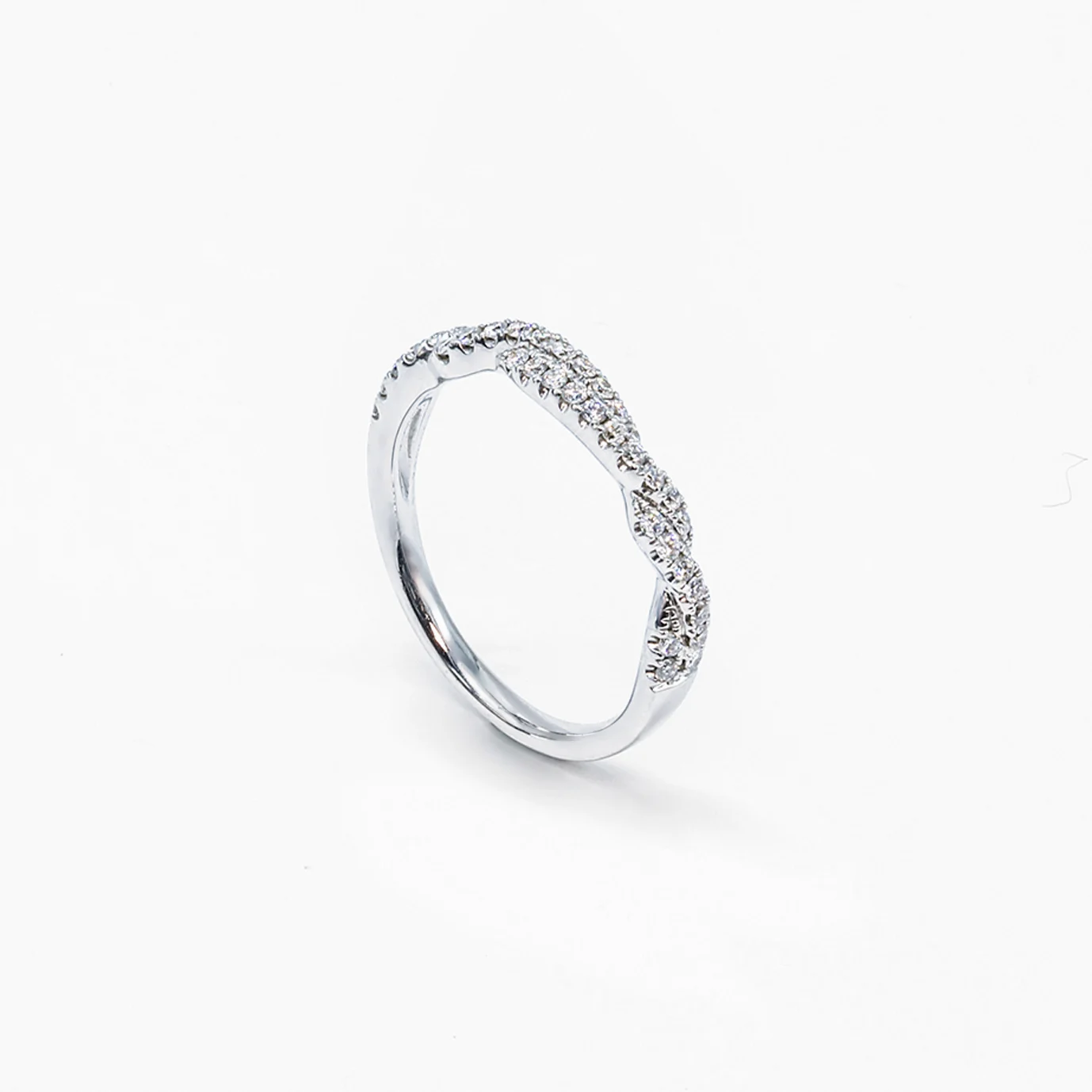 18K White Gold Micro Pavé Twist Natural Diamond Ring