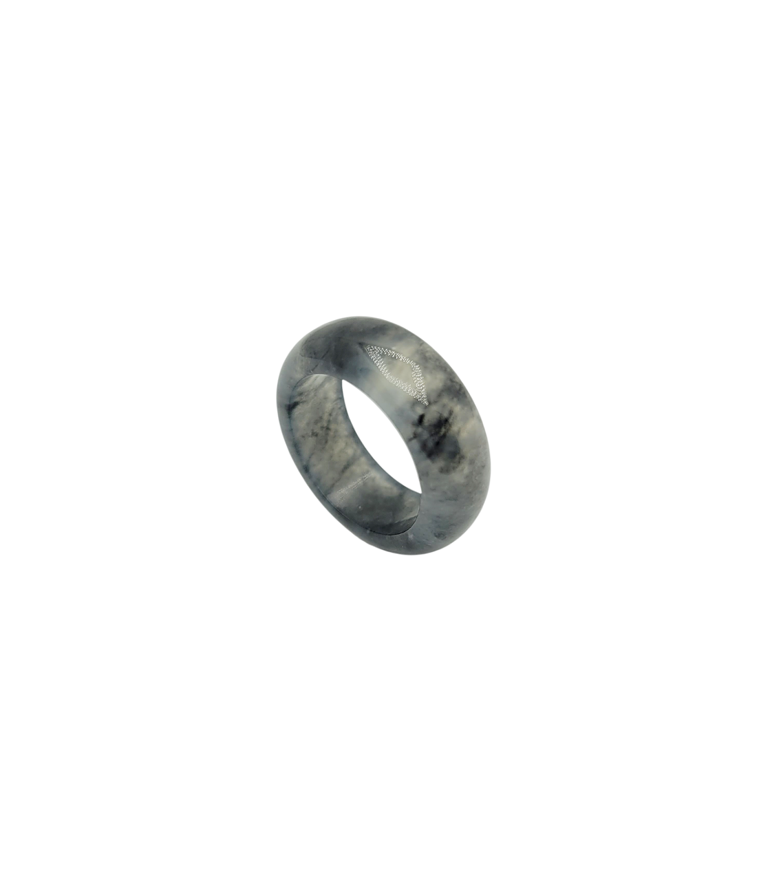 Mottled Black Jadeite Jade Ring