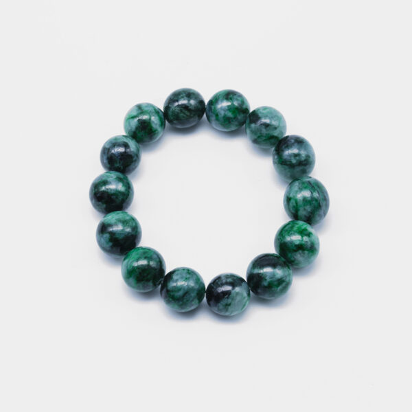 Splashes of Green Jadeite Jade Bead Bracelet