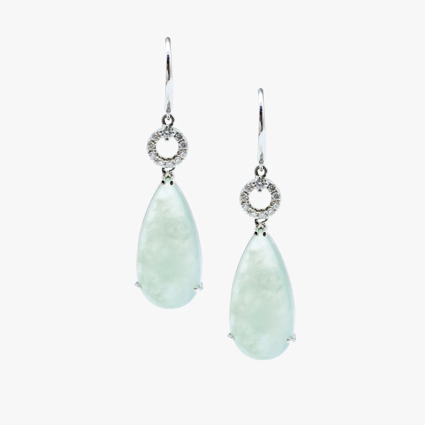 Icy Tear Drop Jadeite Jade Earrings