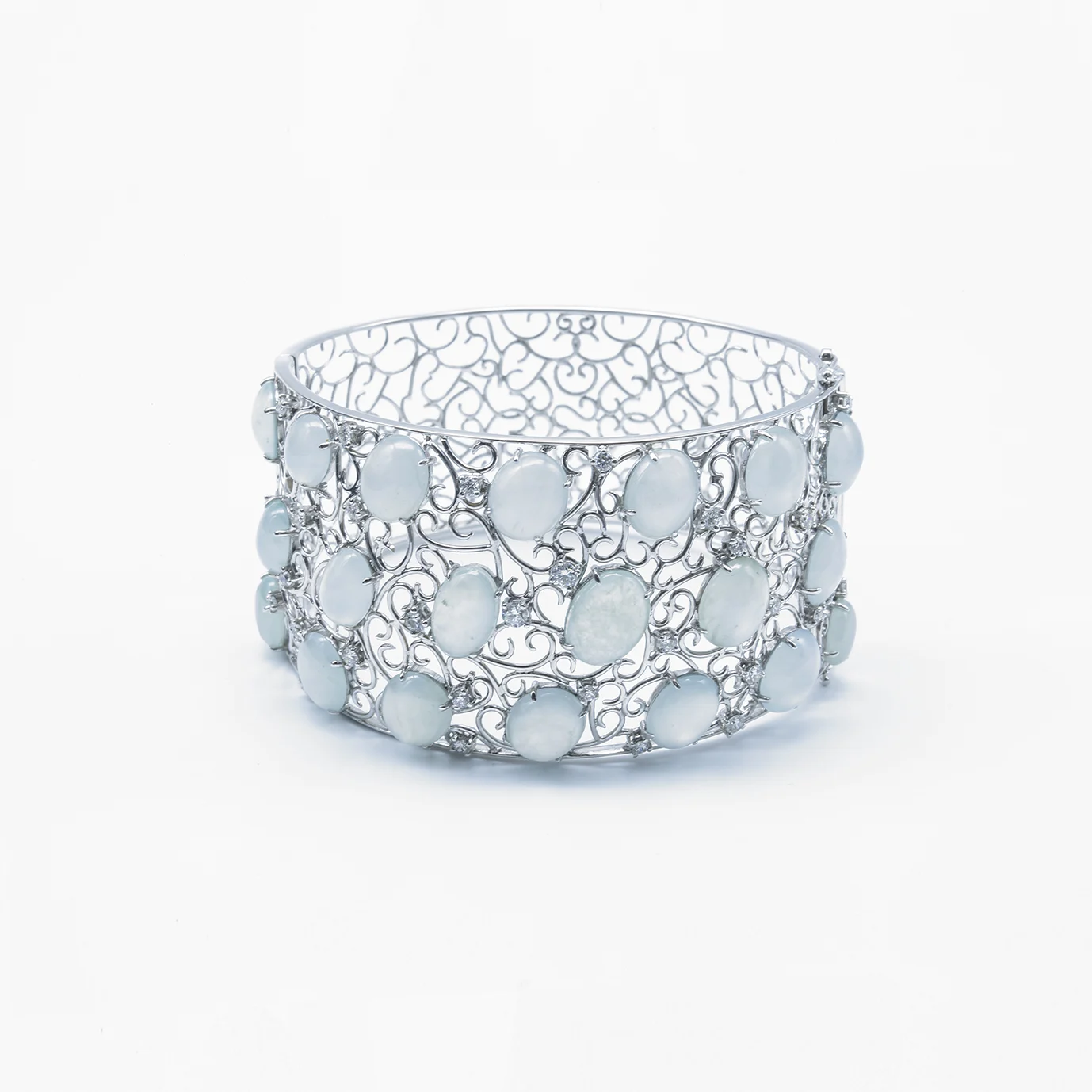 Fancy Cocktail Diamond and Jadeite Jade Bangle