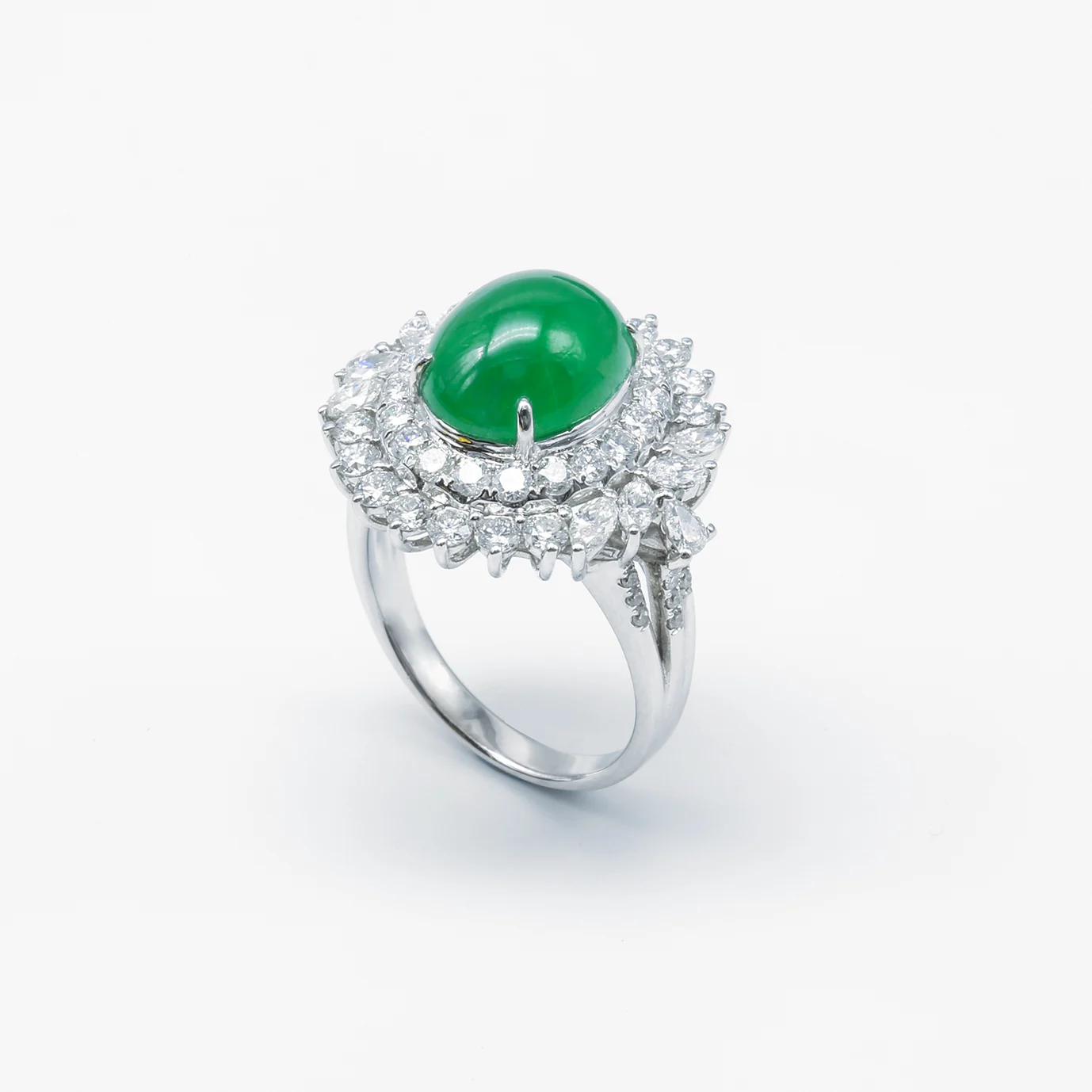 Ballgown Icy Green Jadeite Jade Ring