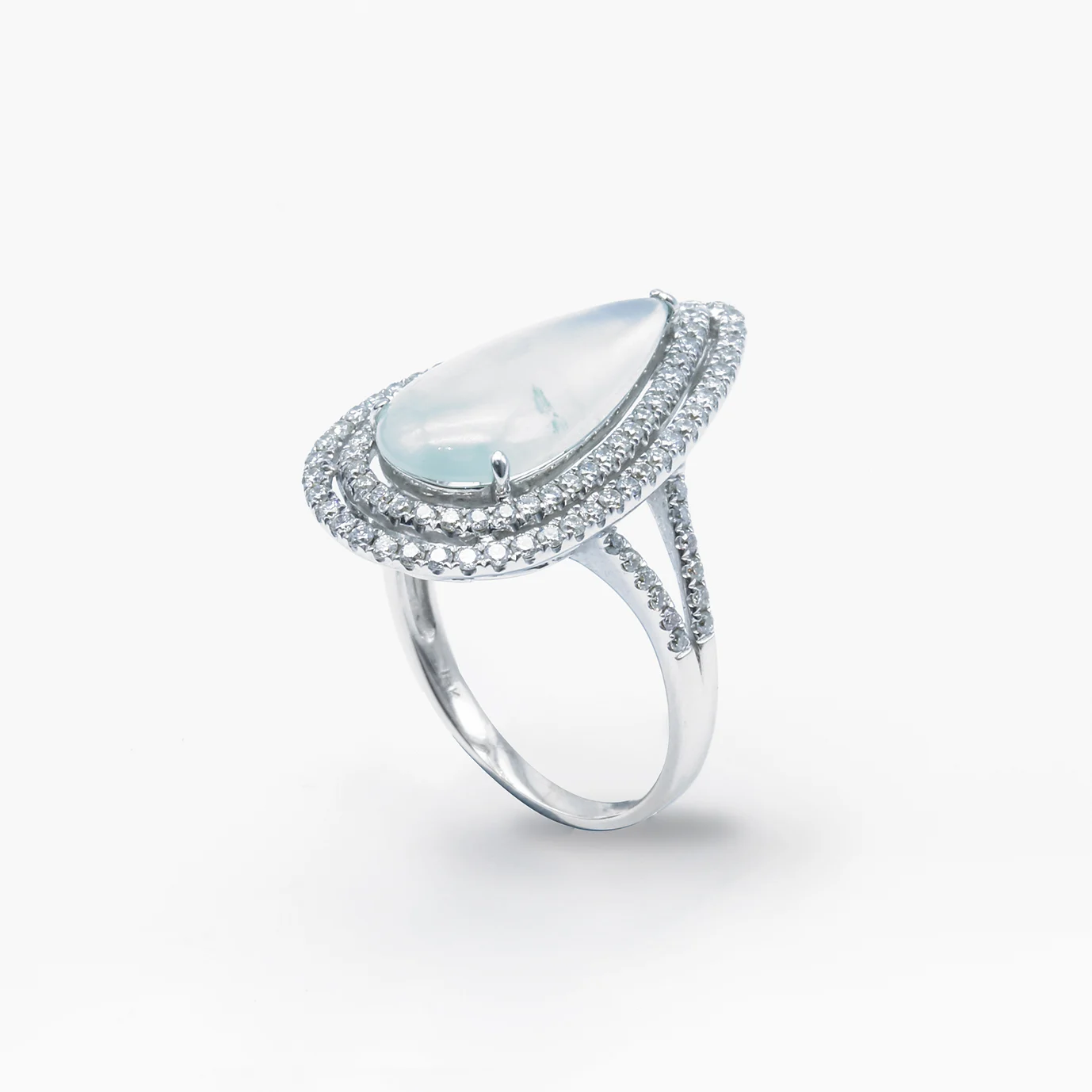 Tear Drop Transparent Jadeite Jade Ring