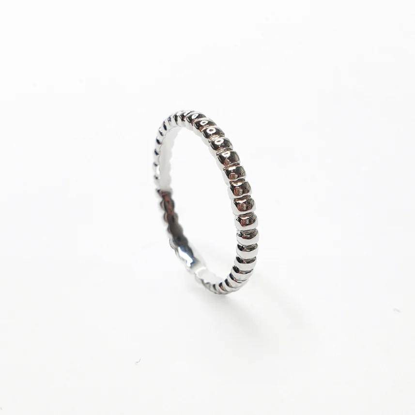18K Thick Solid White Gold Flat Milgrain Ring
