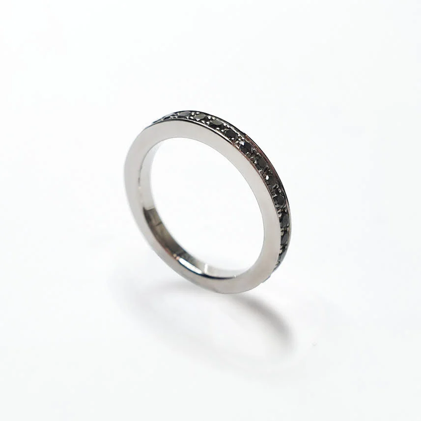 18K Black Gold Eternity Channel Set Diamond Ring