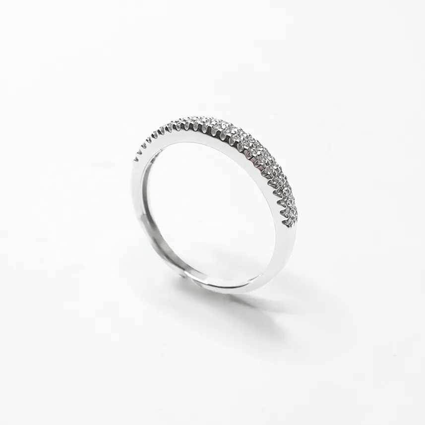 14K White Gold 2 Row Petite Diamond Ring