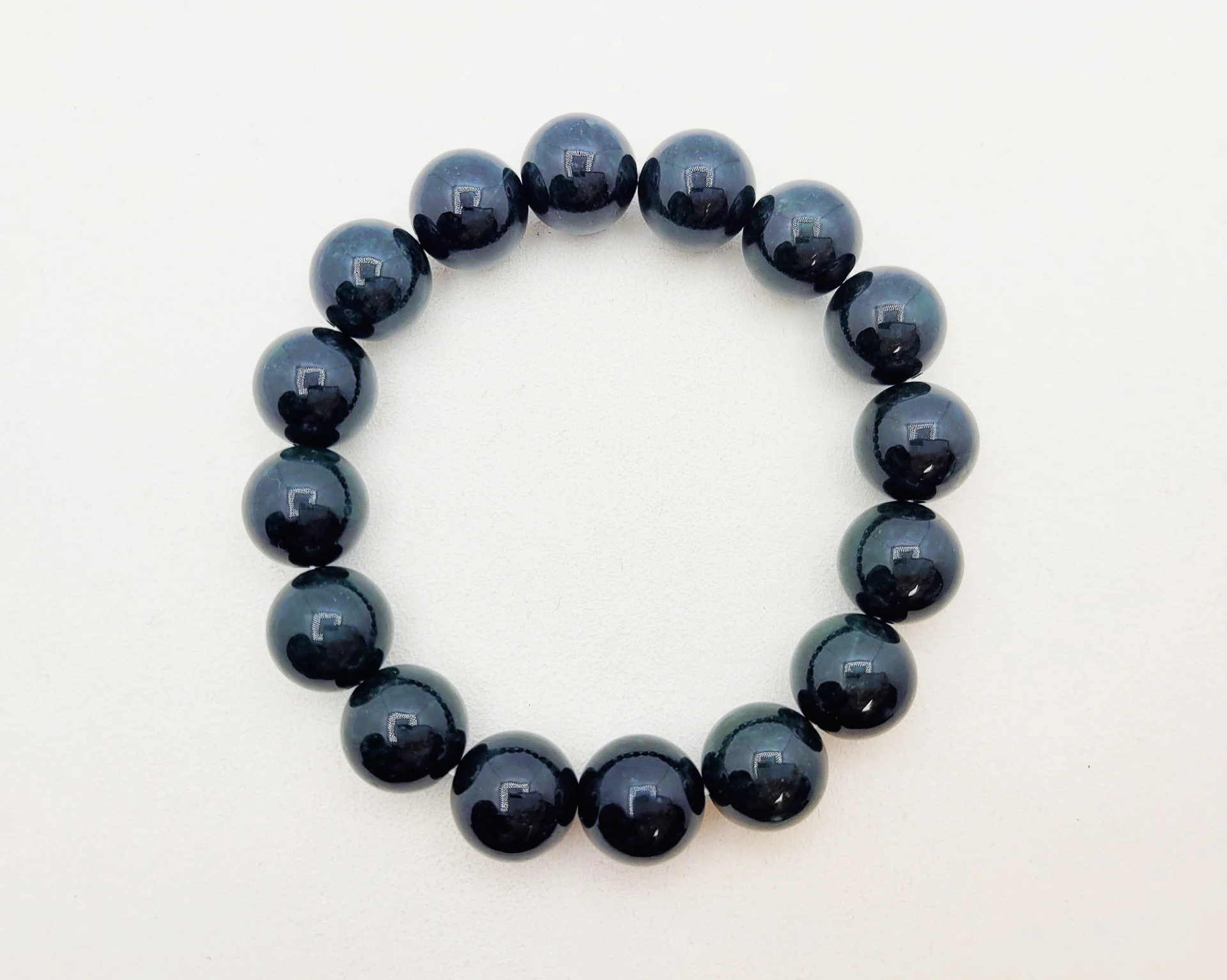 Black Jadeite Jade Bead Bracelet