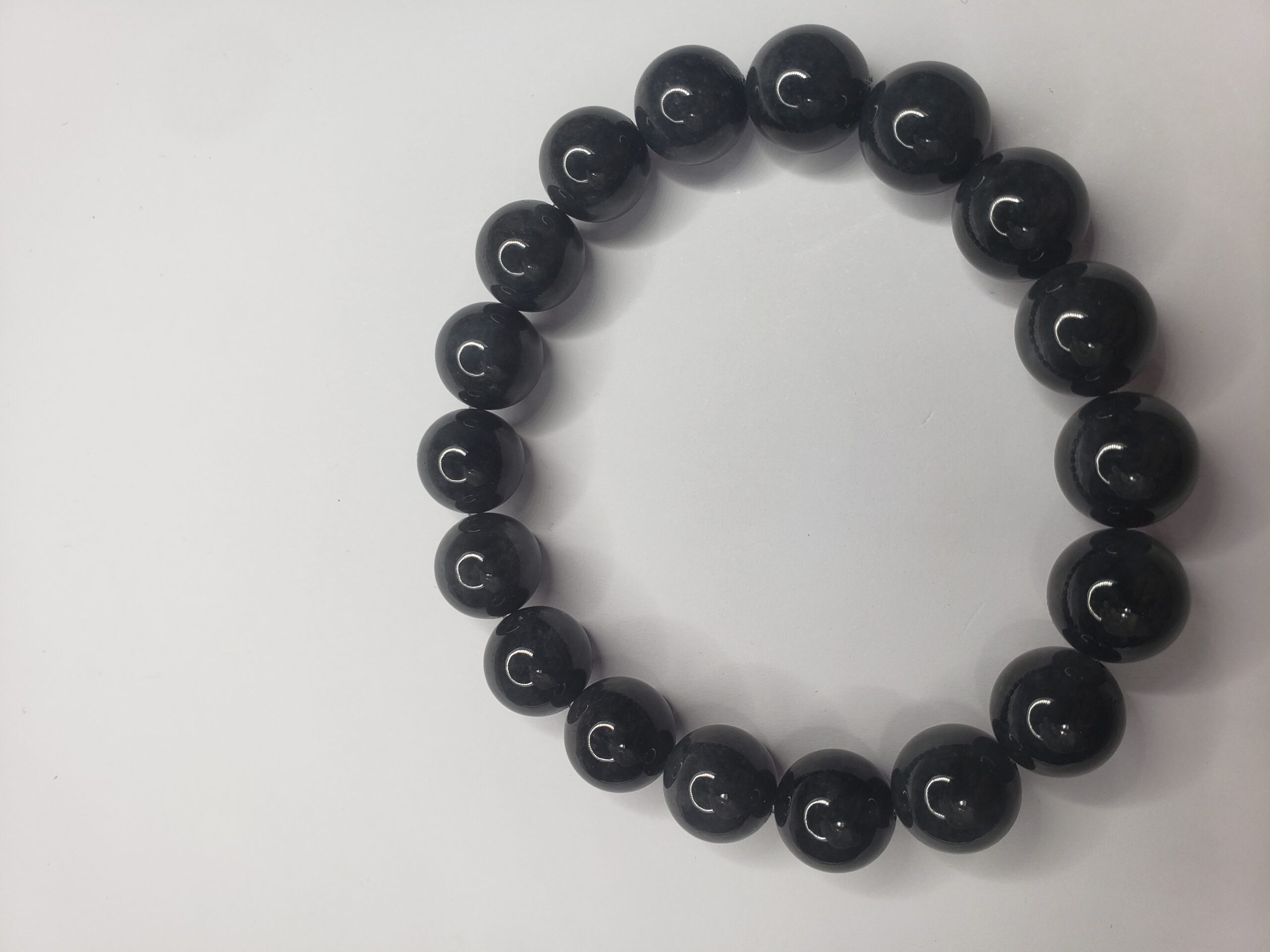 Large Black Jadeite Jade Bead Bracelet - H&F Jewellery and Jade