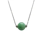 18K White Gold Green Sphere Jadeite Jade Necklace
