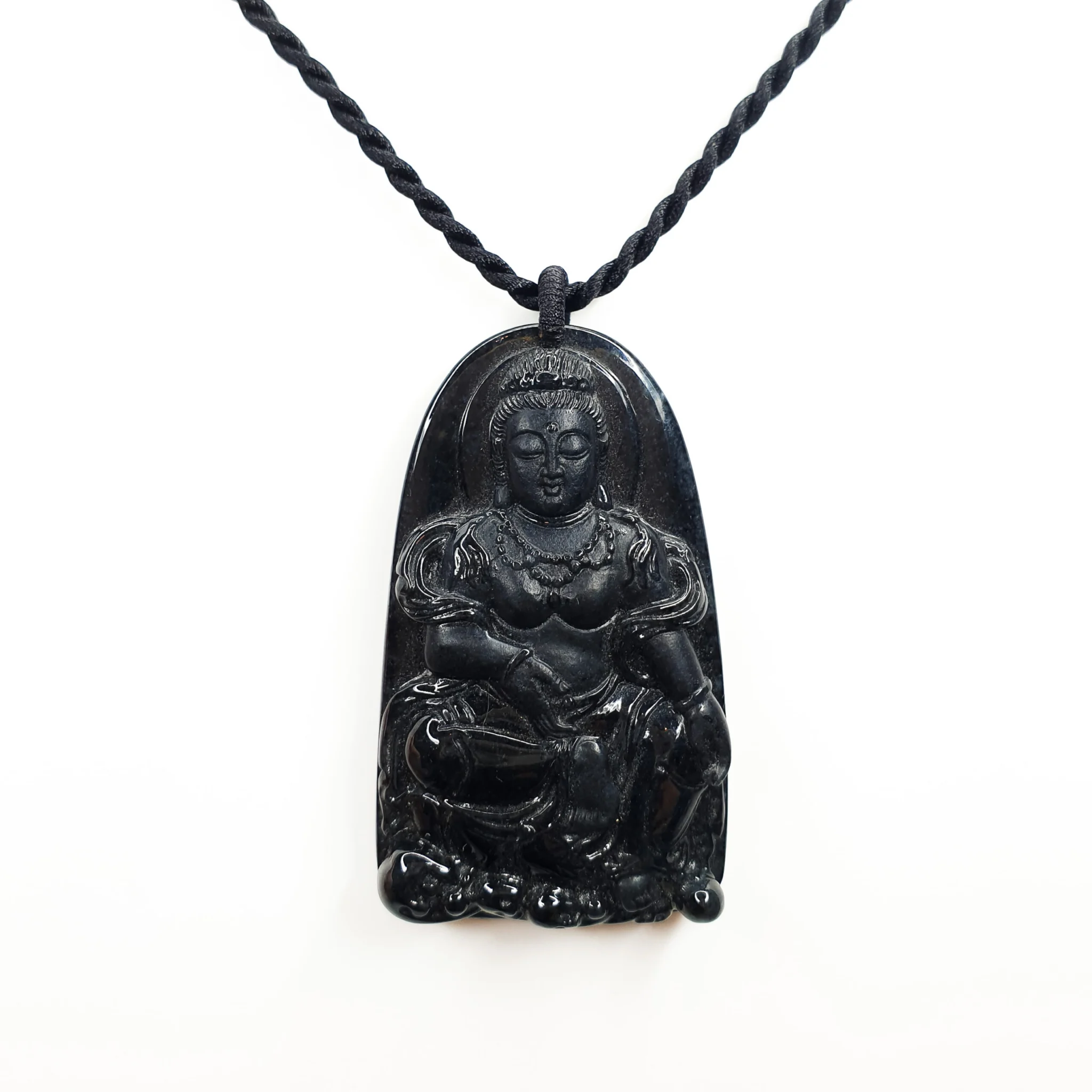 Black Quan Yin Jadeite Jade Pendant