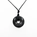 Black Donut Jadeite Jade Pendant (Medium)