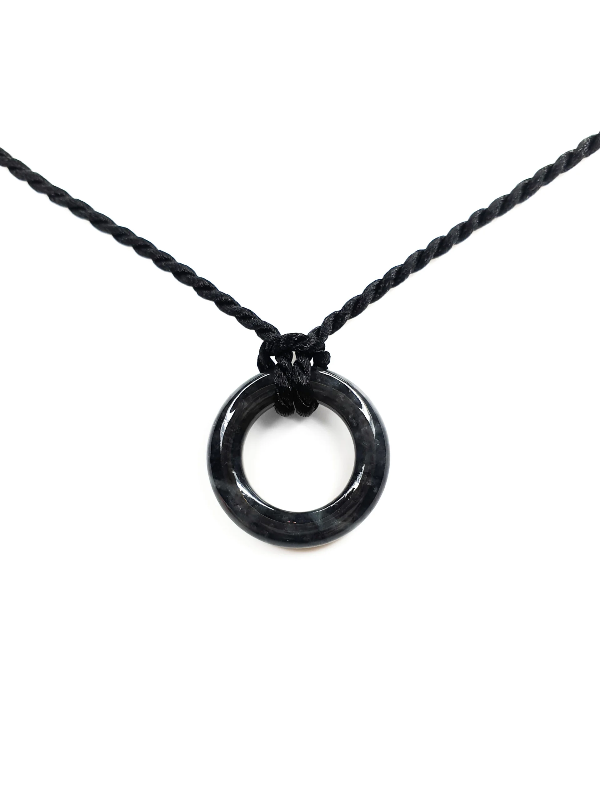 Black Eternity Circle Jadeite Jade Pendant (Small)