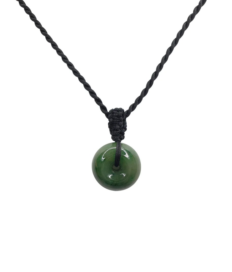 Icy Green Thick Donut Jadeite Jade Pendant (Medium)