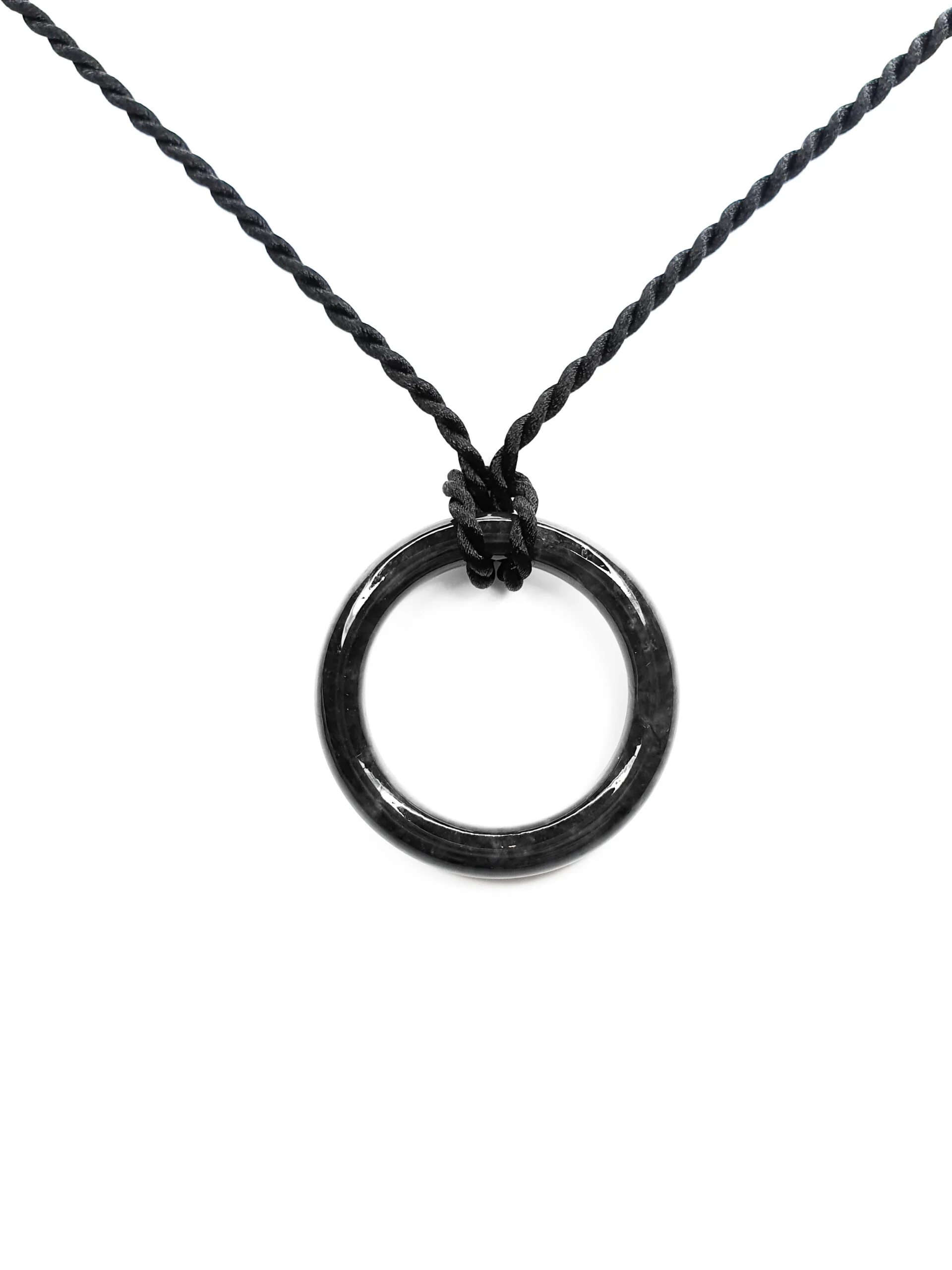 Black Eternity Circle Jadeite Jade Pendant (Large)