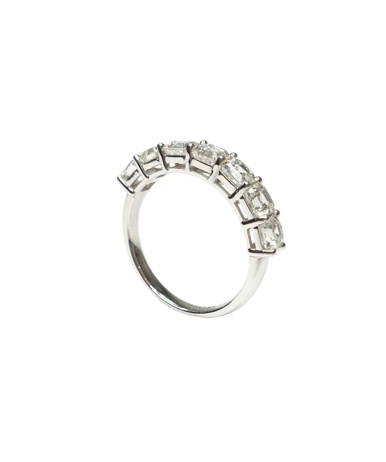 18K White Gold Asscher Cut Natural Diamond Ring 2.15ct