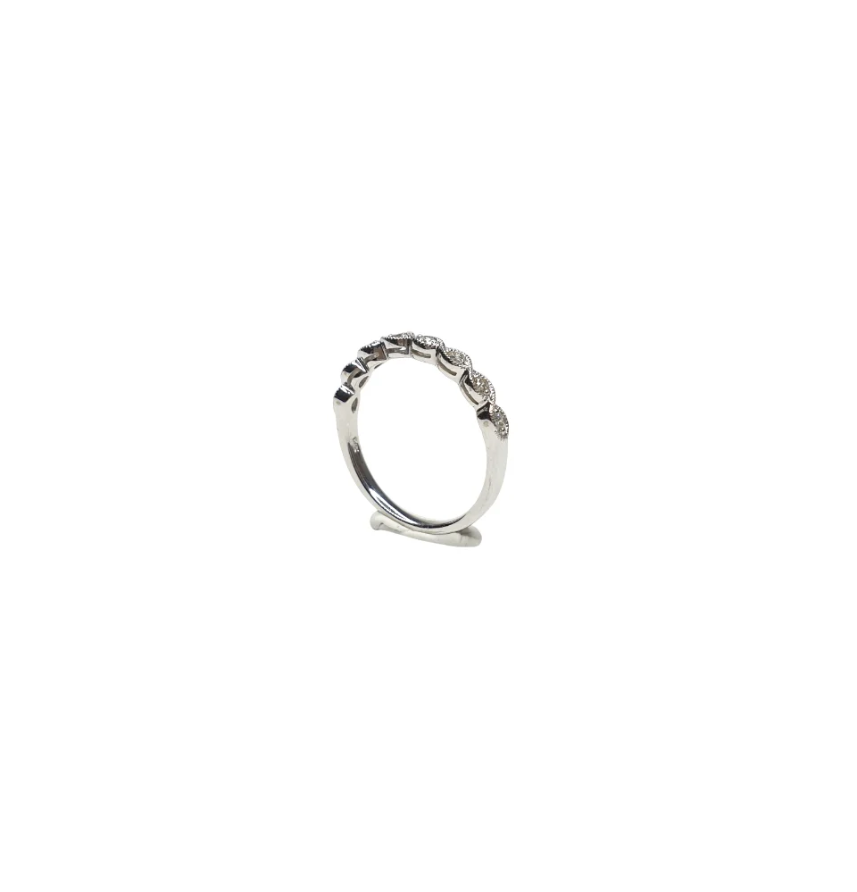 14K White Gold Infinity Loop with Milgrain Natural Diamond Ring
