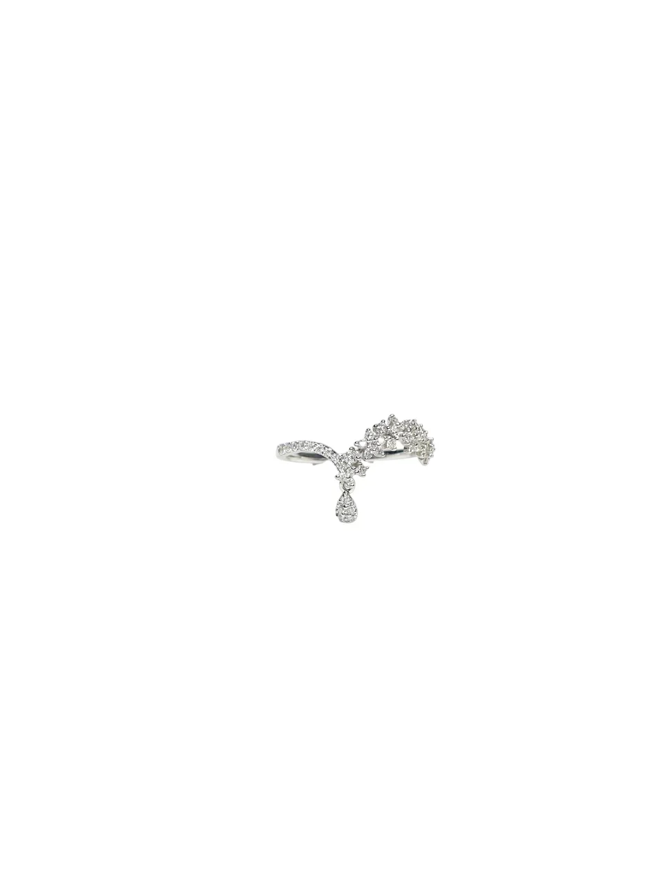 18K White Gold Ballerina Natural Diamond Ring