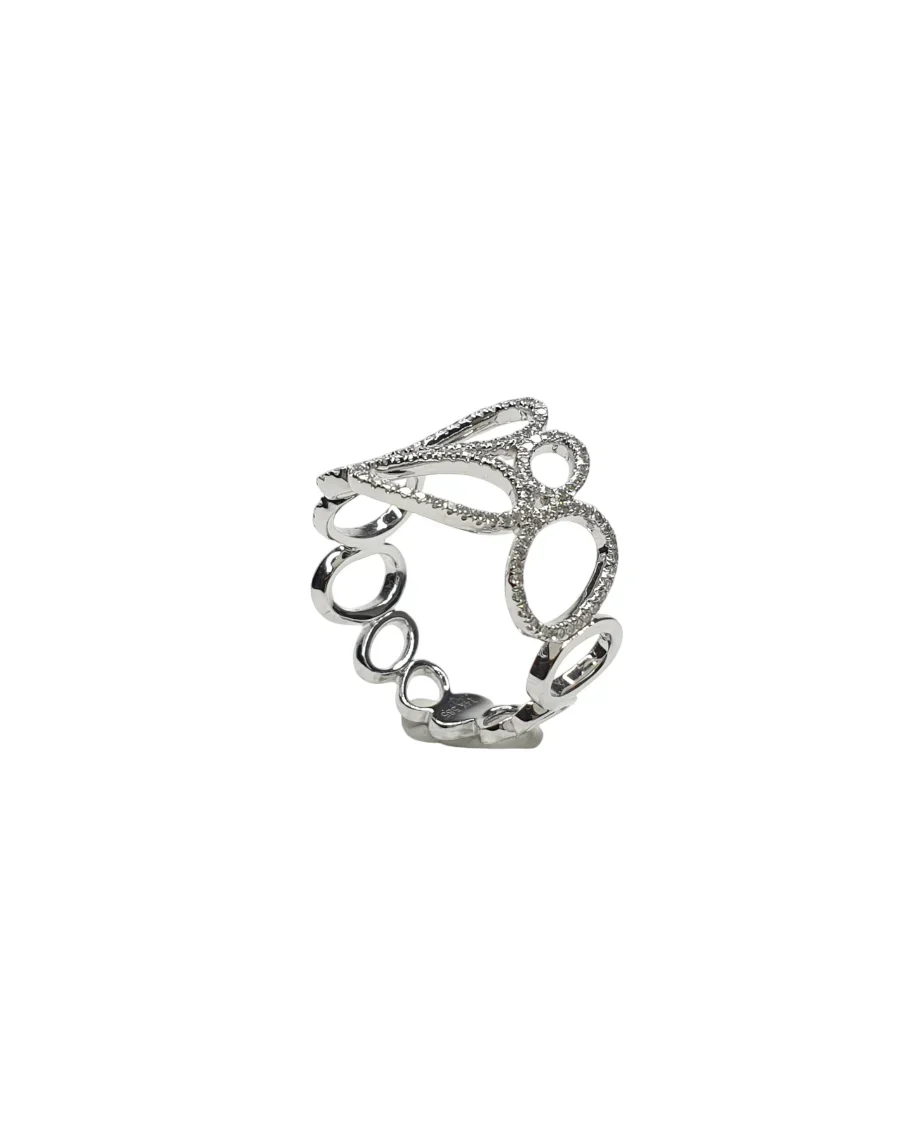 14K White Gold Mix Oval Natural Diamond Ring