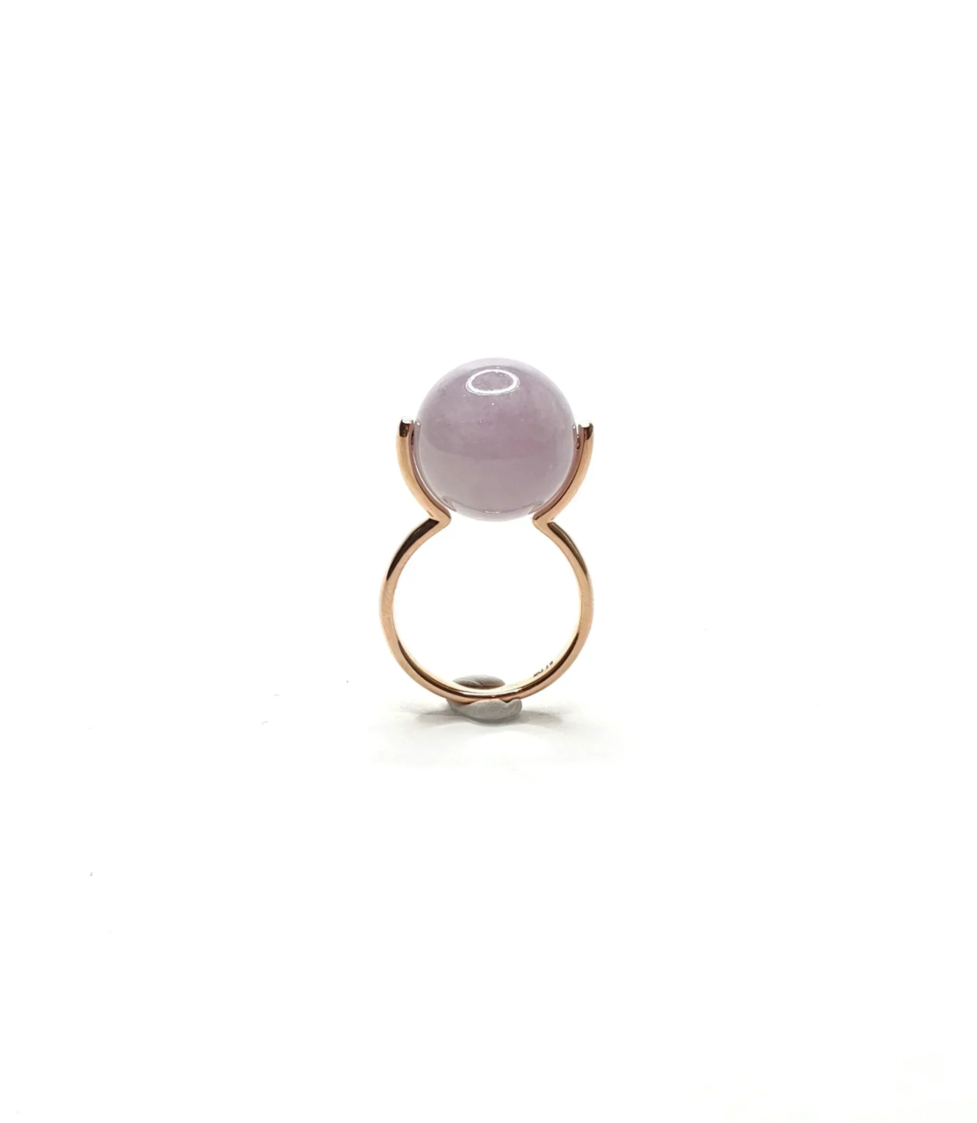 14K Rose Gold Lavender Sphere Jadeite Jade Ring (can spin)