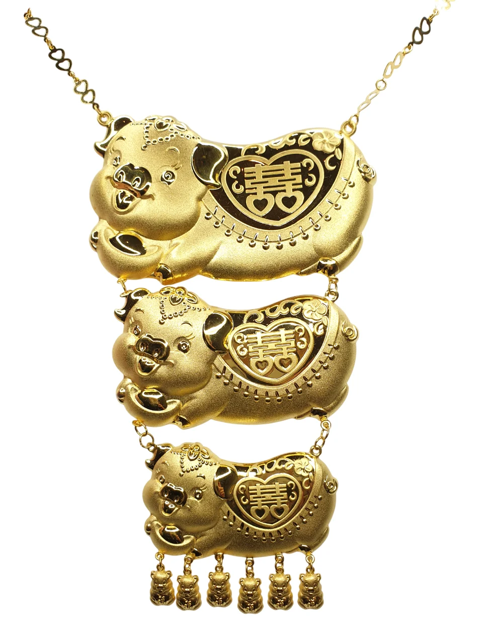 24K Gold Three Piggies Wedding Necklace