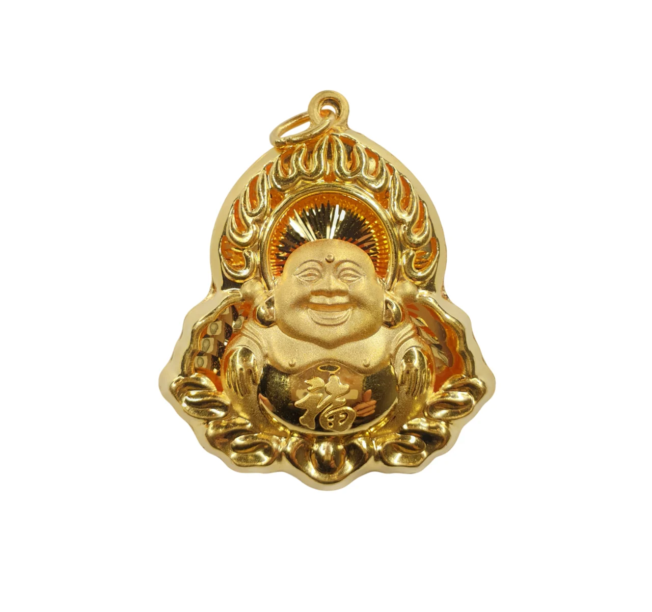 24K Gold Laughing Buddha Pendant
