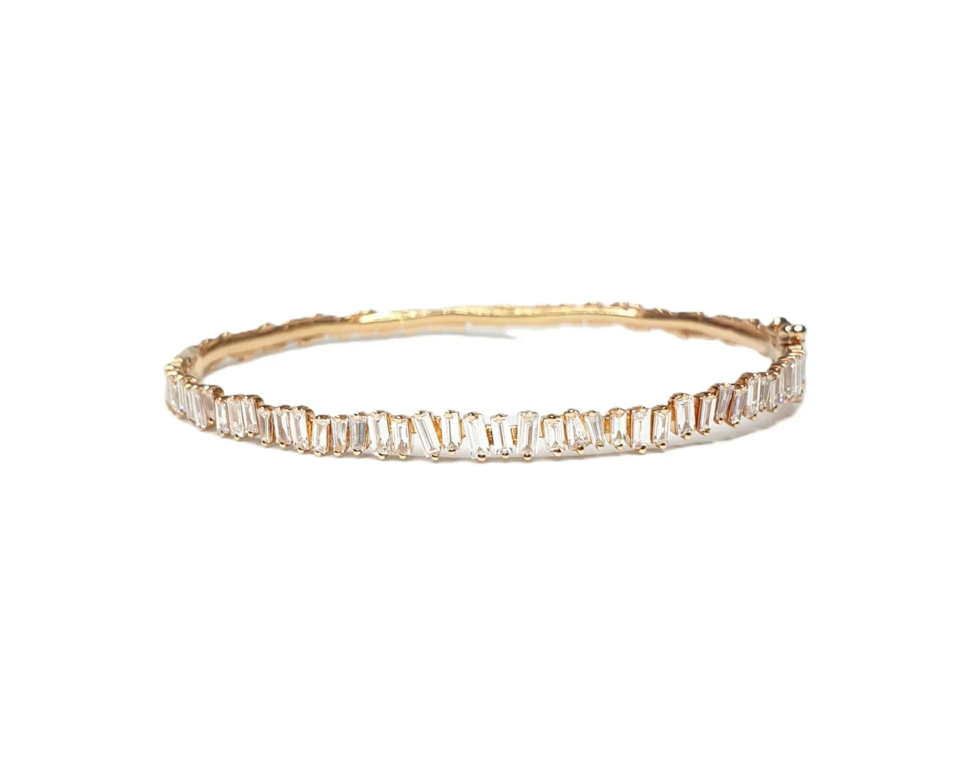 18K Rose Gold Mixed Baguettes Diamond Bangle