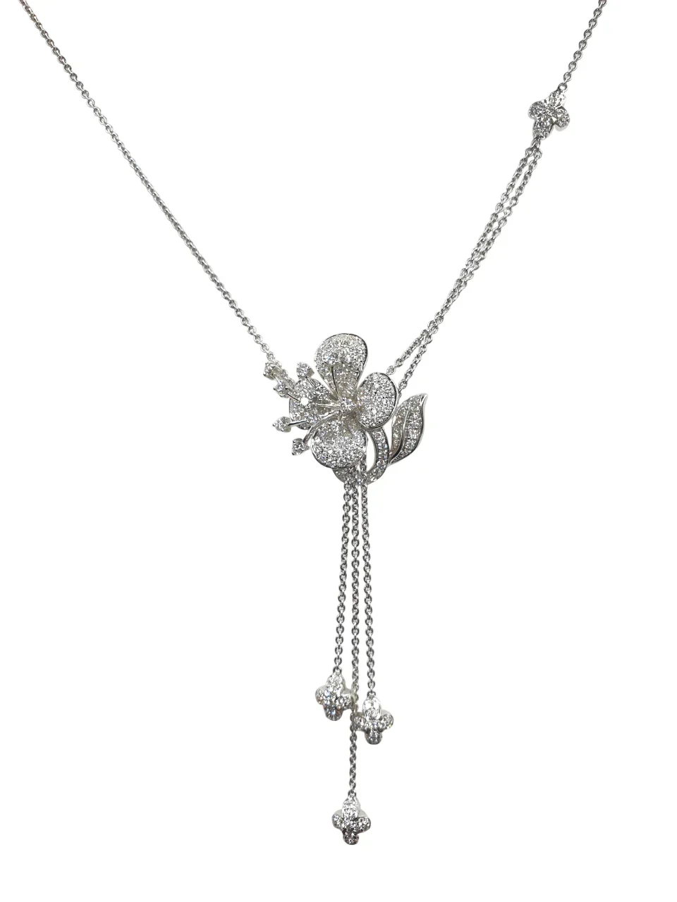 18K White Gold Cocktail Diamond Necklace