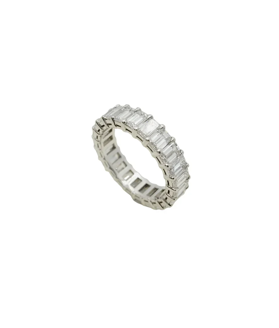 Platinum VVS/VS Emerald Cut Eternity Natural Diamond Ring