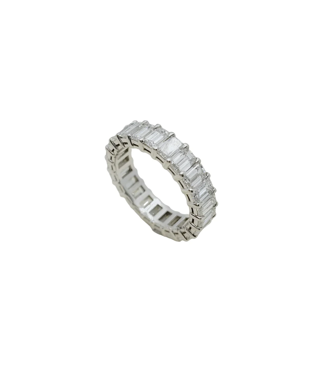 Platinum VVS/VS Emerald Cut Eternity Natural Diamond Ring