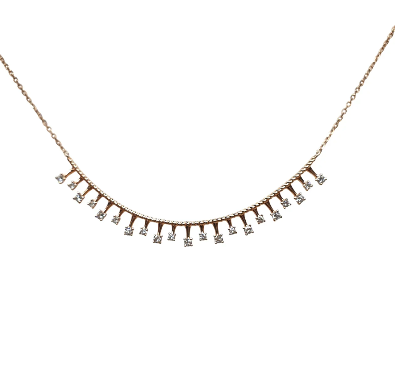 14K Rose Gold Tiara Diamond Necklace