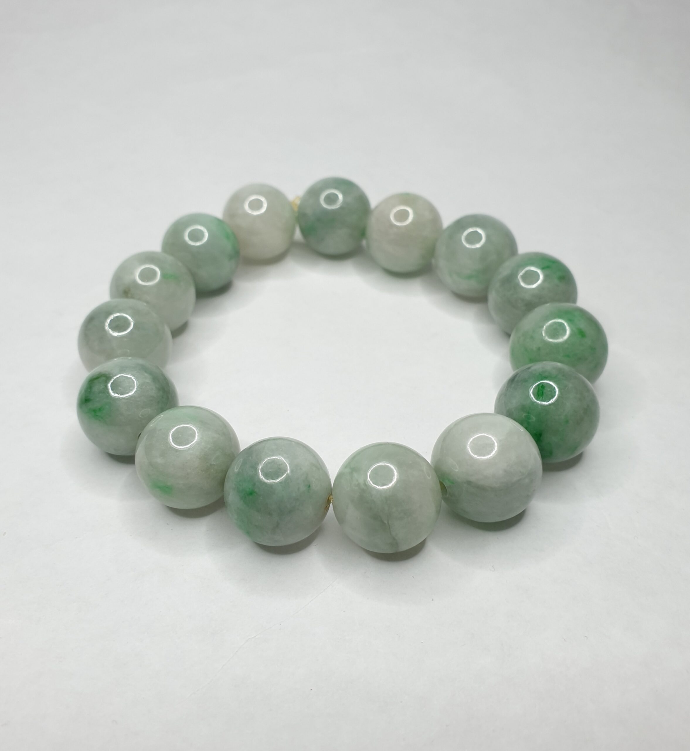 Light Green Jadeite Jade Bead Bracelet (Large) - H&F Jewellery and Jade