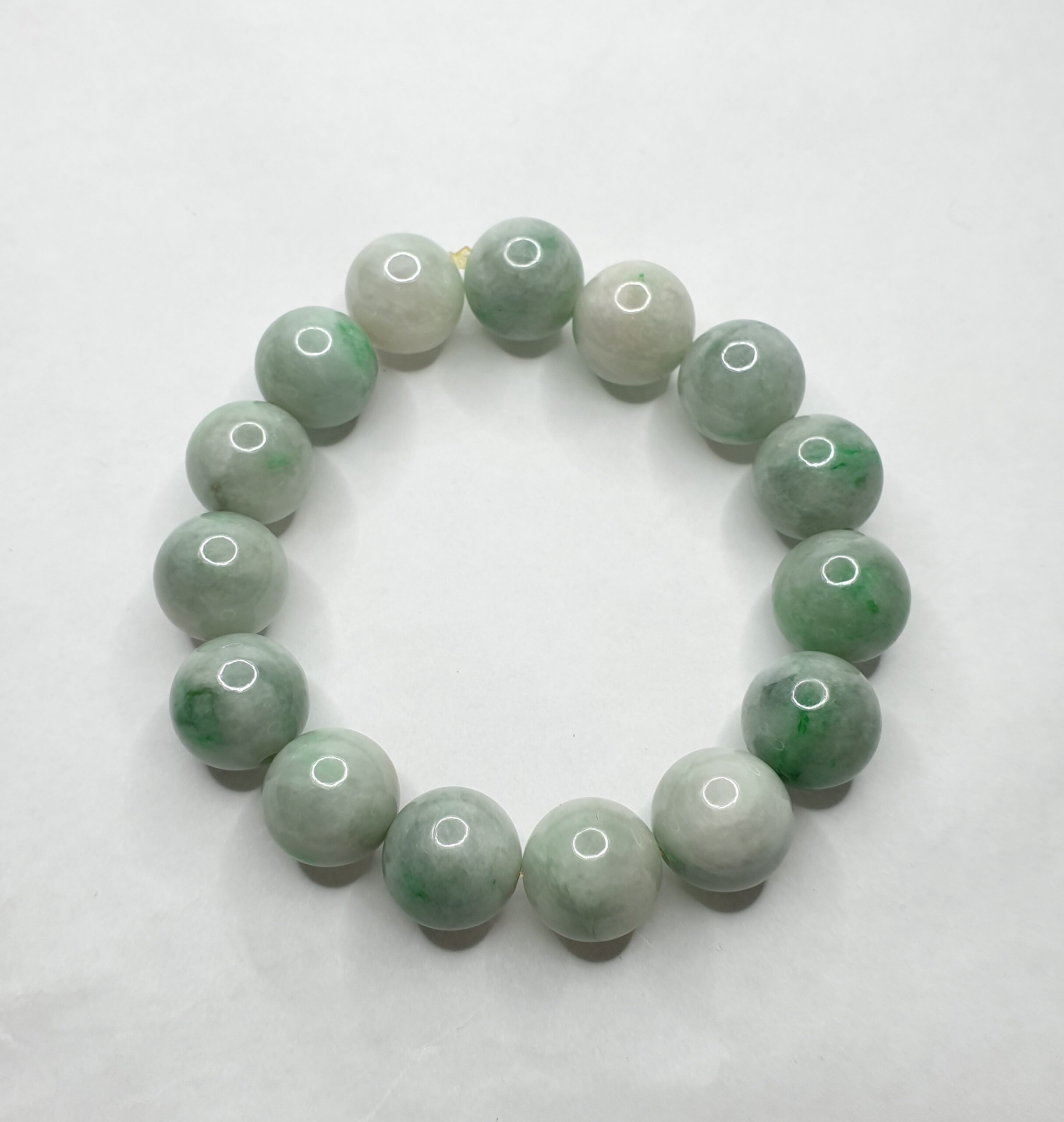 Light Green Jadeite Jade Bead Bracelet (Large) - H&F Jewellery and Jade