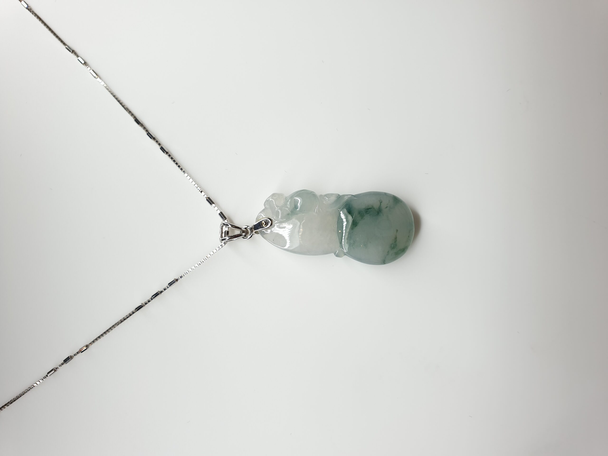 18K White Gold Icy Wulu Jadeite Jade Pendant - H&F Jewellery and Jade