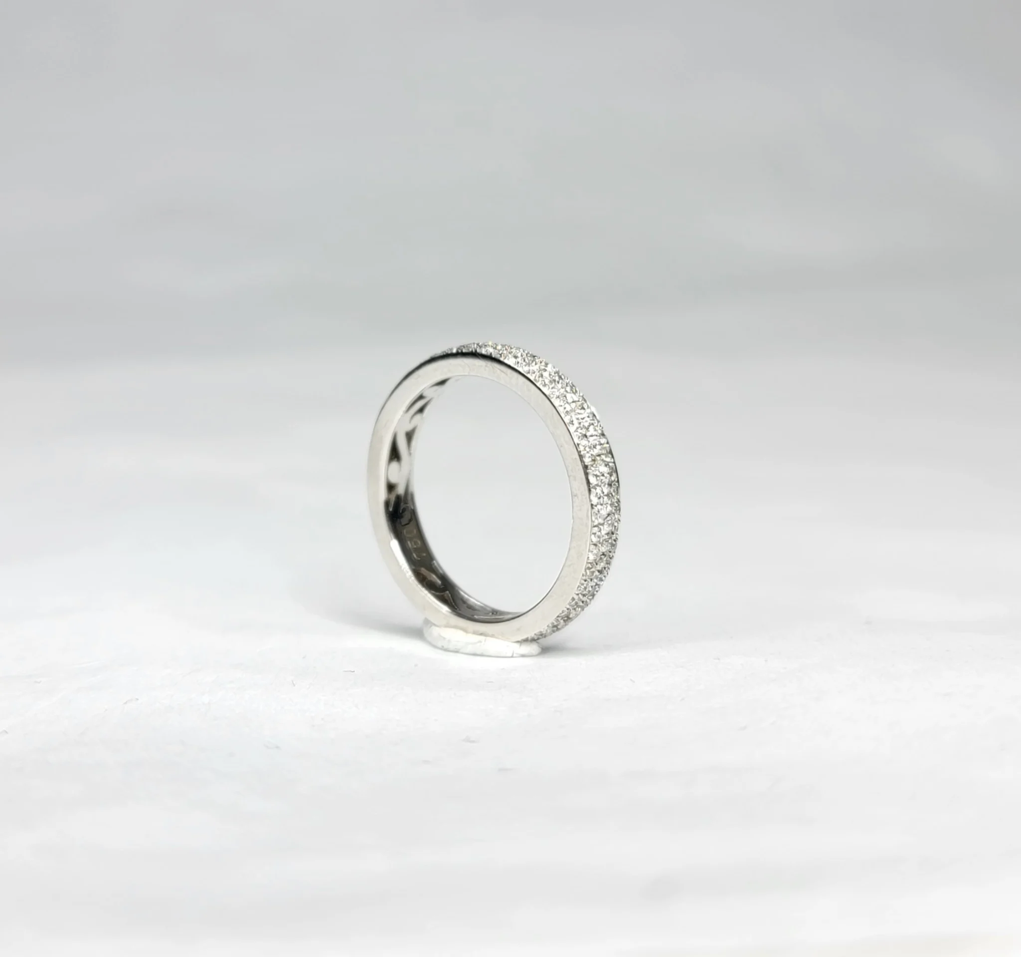 18K White Gold Eternity Pave Natural Diamond Ring