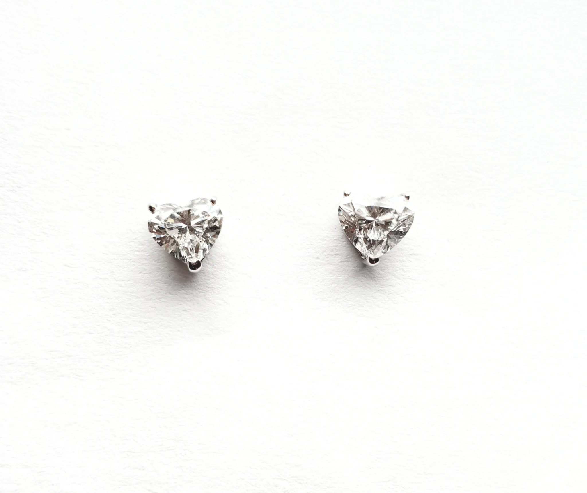 18K White Gold Happy Heart Diamond Studs