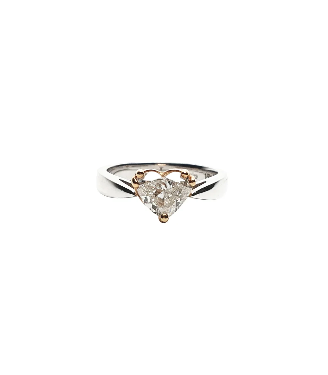 18K Two-Tone Happy Heart Natural Diamond Ring