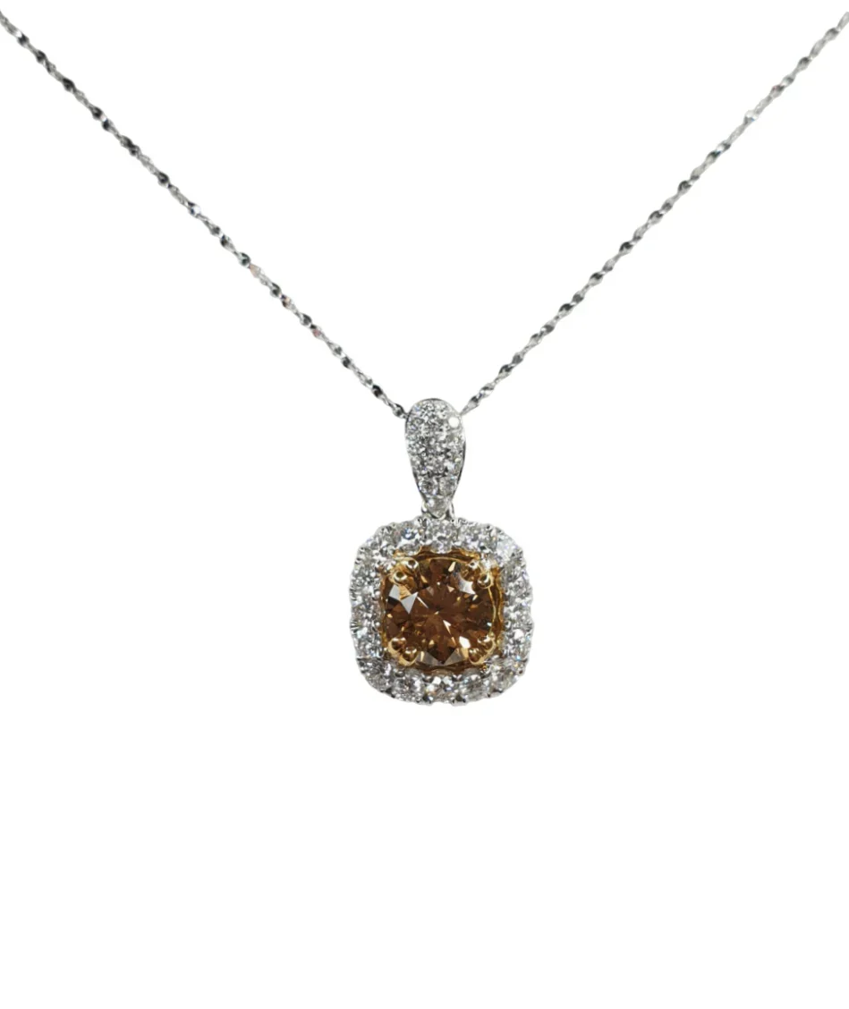 18K White Gold Cognac Diamond Pendant