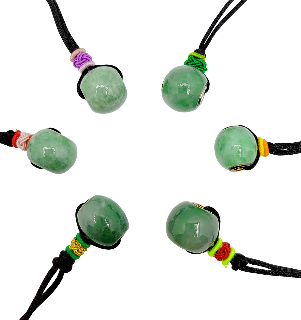 Jadeite Jade Barrel Pendant with Silver Rim