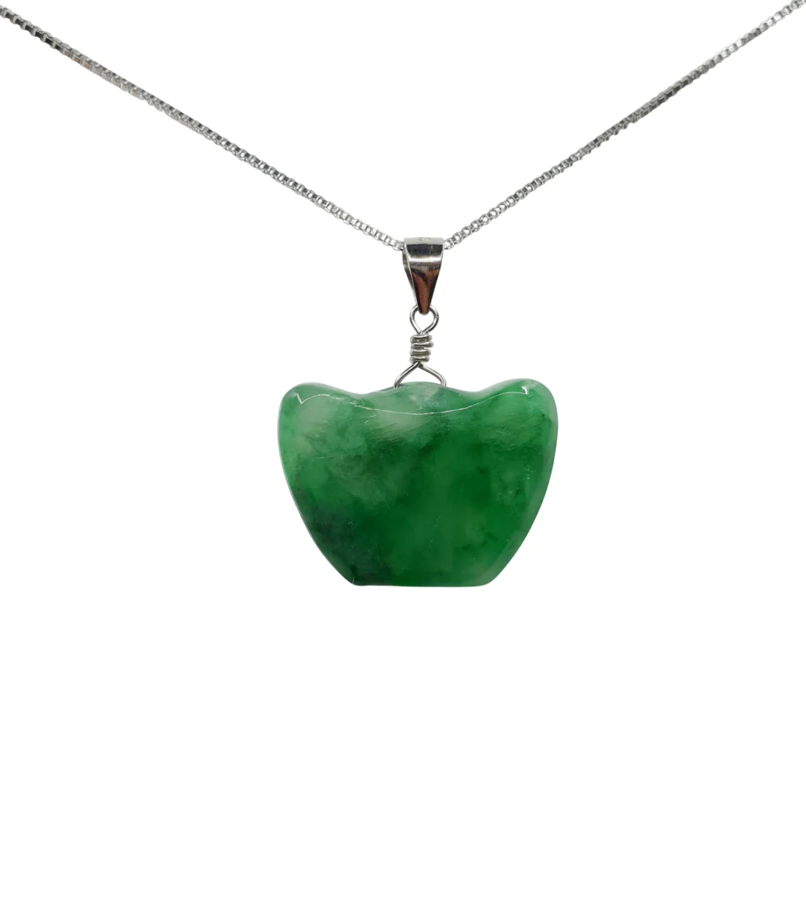 Green Jadeite Jade Chinese Ingot Pendant