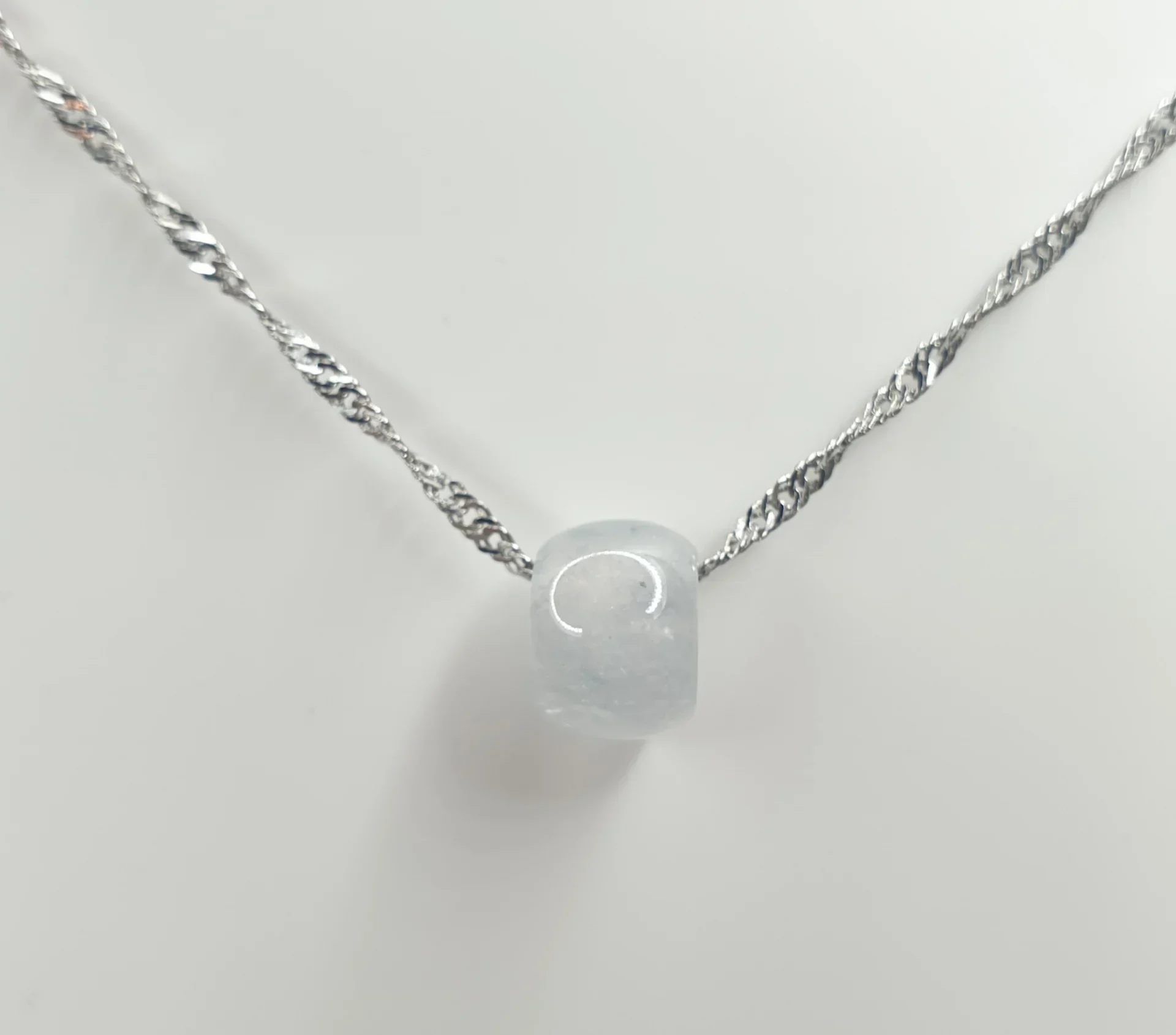 Icy Jadeite Jade Donut Pendant with Silver Chain