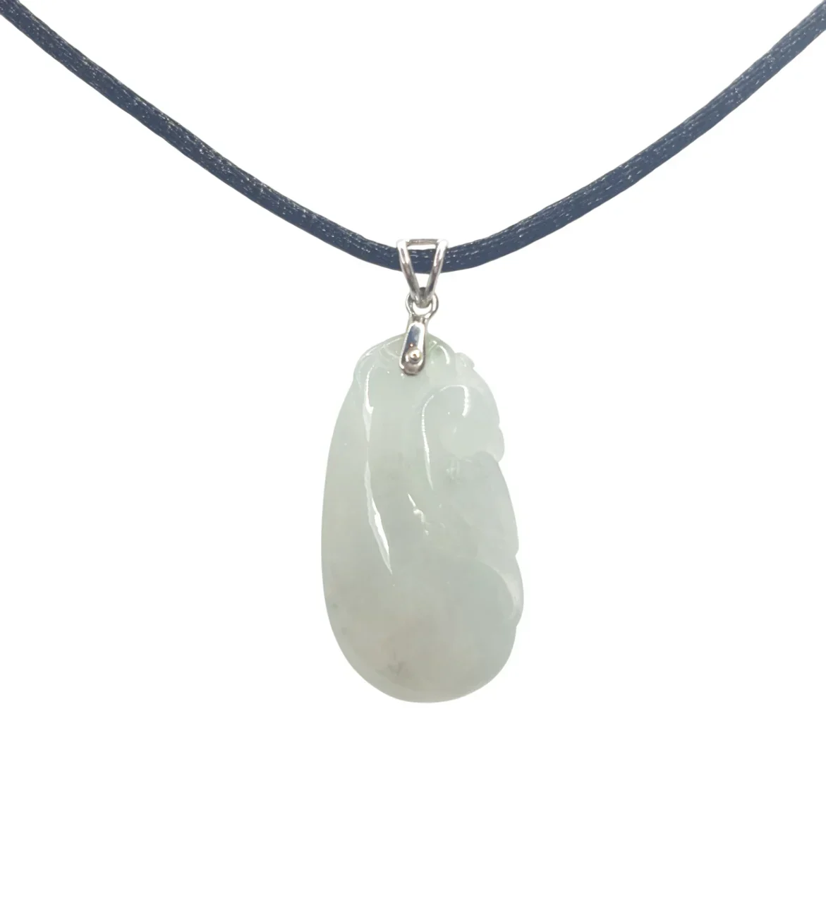 18k White Gold Icy Jadeite Jade Fancy Shape Pendant