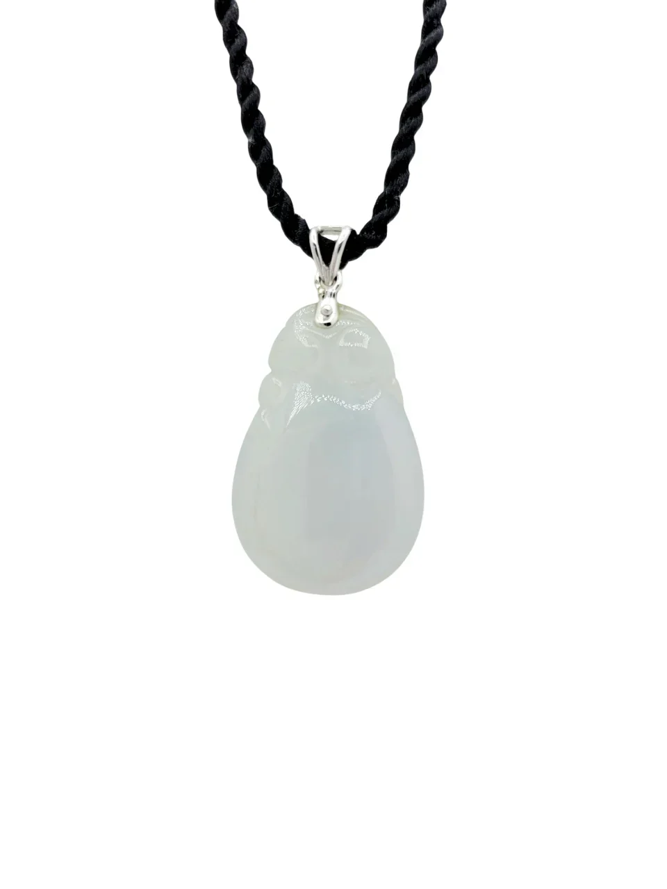 18k White Gold Icy Jadeite Jade Fancy Shape Pendant