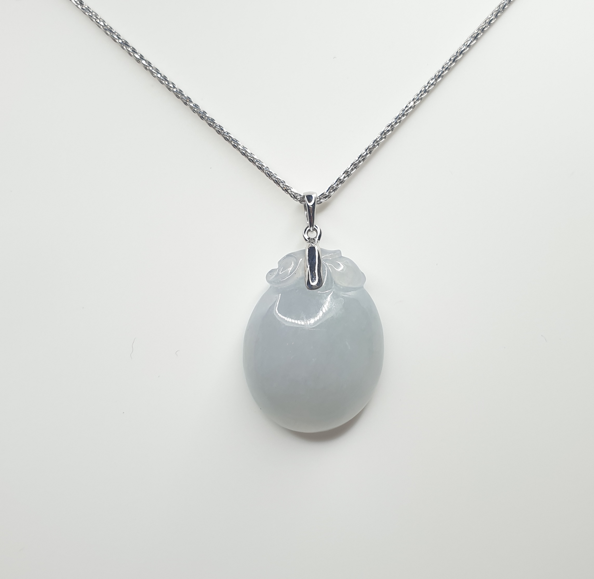 18k White Gold Icy Jadeite Jade Papaya Pendant - H&F Jewellery and Jade