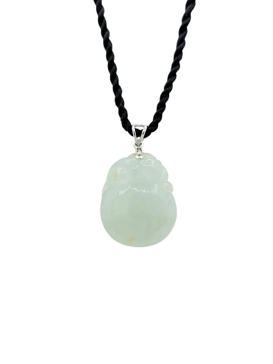 18k White Gold  Icy Jadeite Jade Fancy Shape Pendant