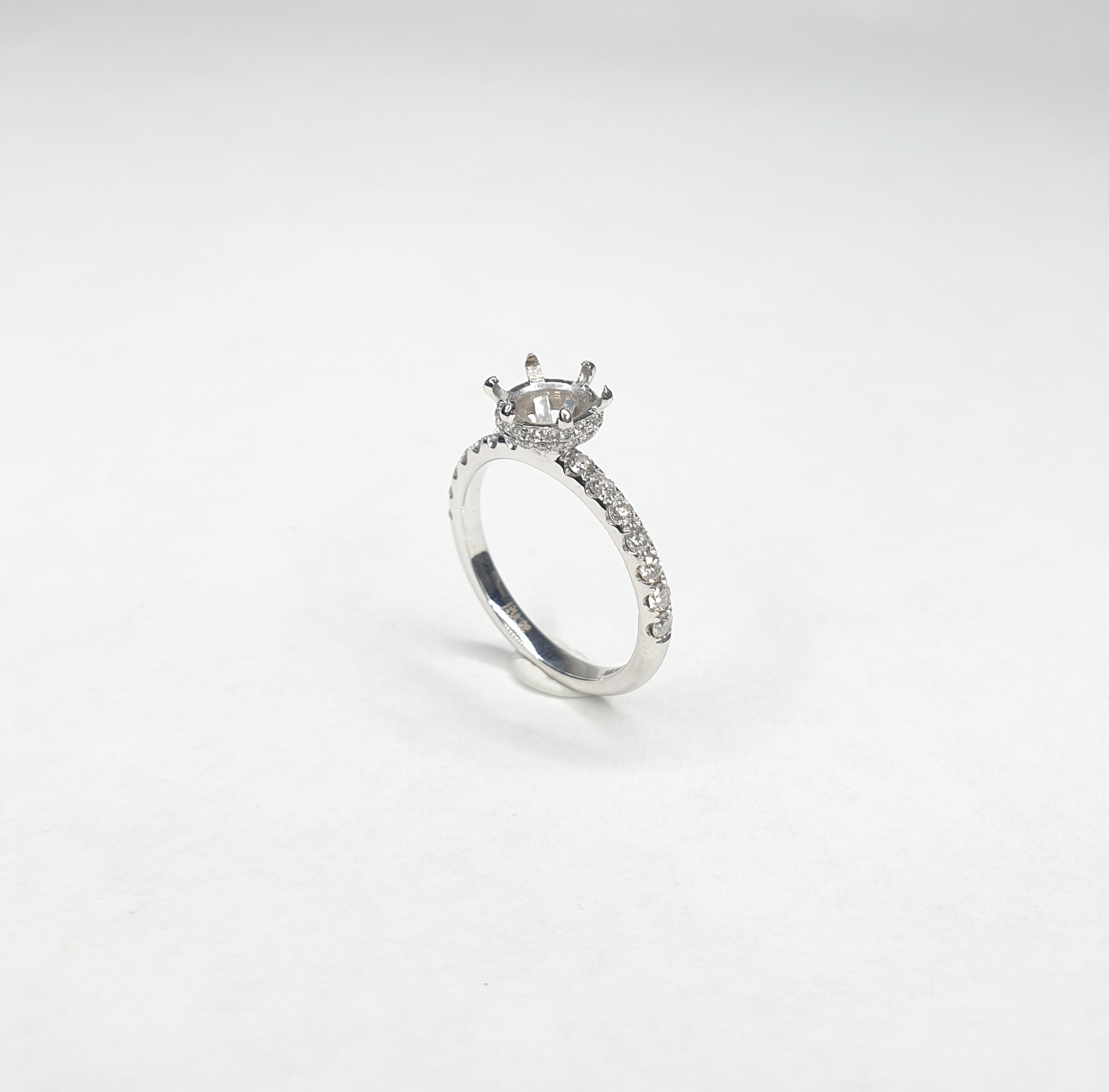 18K White Gold 6 Prong Hidden Halo Pave Diamond Setting - H&F Jewellery ...